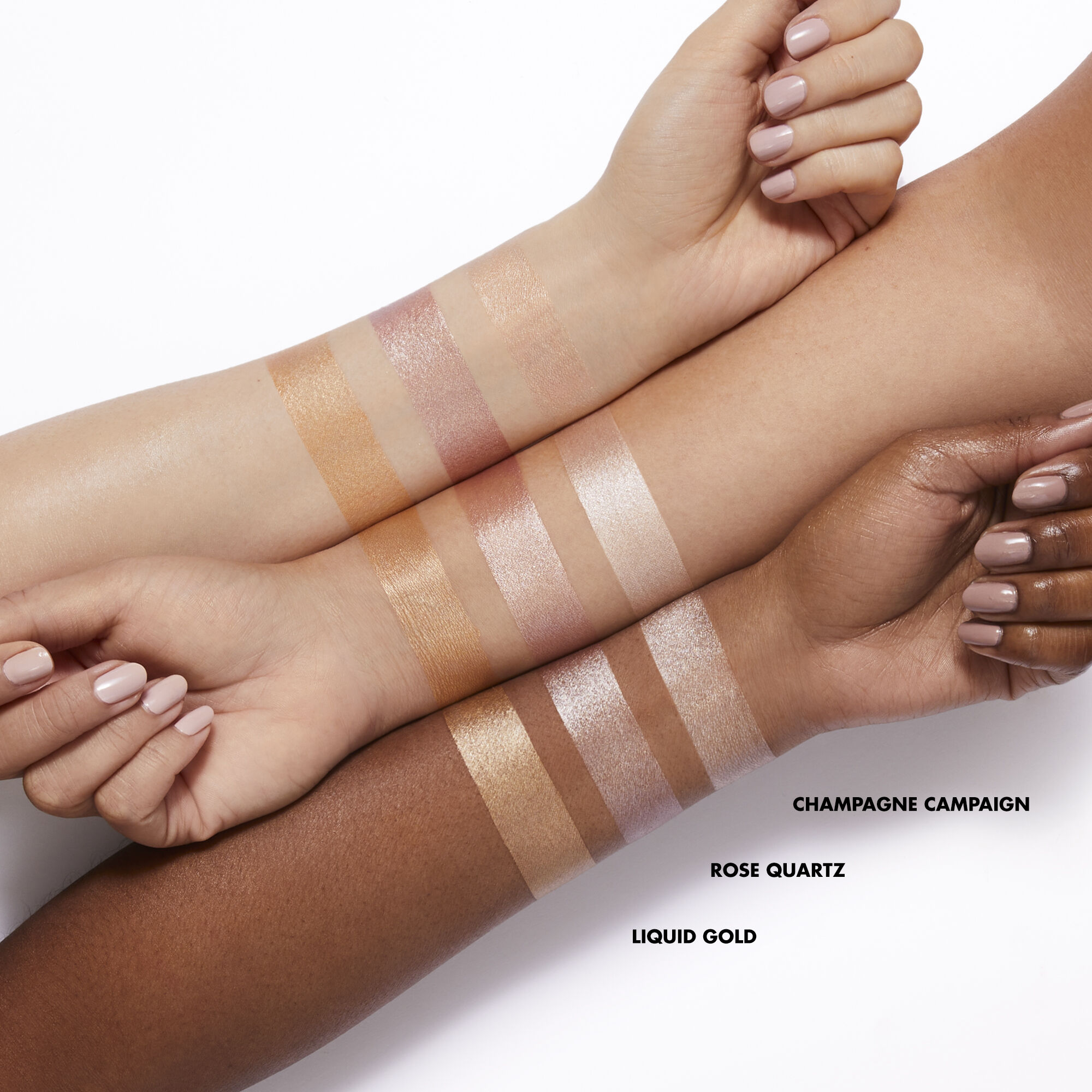 Arm Swatches of Halo Glow Highlight Beauty Wands