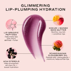 OLEHENRIKSEN Pout Preserve Hydrating Peptide Lip Treatment Tono Lingonberry Jam Glimmer - Imagen 3